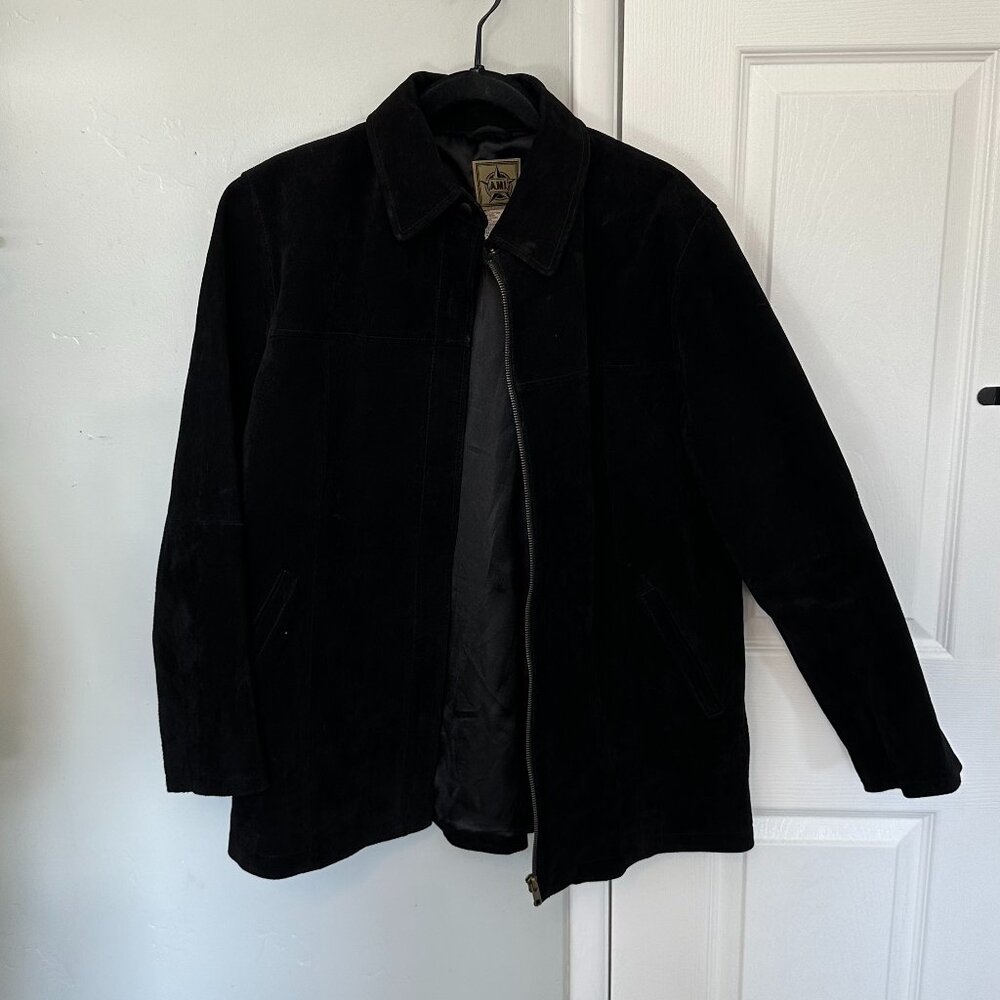 Vintage 100% Suede Leather Jacket Black Women's Size L
